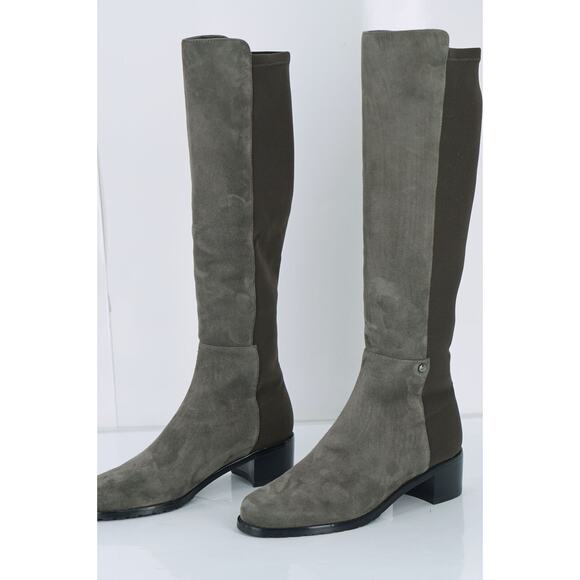 Stuart Weitzman Grey Suede Mezzaluna Stretch Riding Boots Size 5 NIB 5050 $665 - Picture 5 of 10